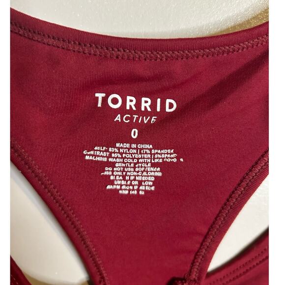 Torrid Burgundy Red Velvet Wicking Active Sports Bra, Size 0 - Picture 3 of 5